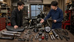 バイク査定前に他社比較や売却条件を確認する日本人男性