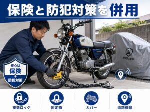 125ccバイクにチェーンロック・固定物・カバー・追跡機器を組み合わせる盗難対策